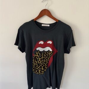 Daydreamer Dark Gray Women’s T-Shirt with Red and Leopard Rolling Stones Graphic